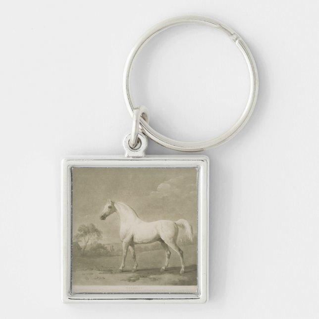 Mambrino efter George Stubbs, 1788 (mezzotinten) Fyrkantig Silverfärgad Nyckelring (Framsidan)