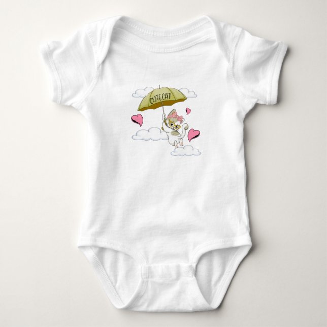 mameluco para bebé con gato y corazón t shirt (Framsida)