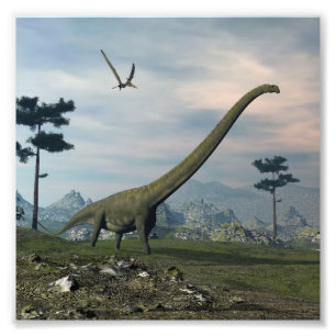 Mamenchisaurus dinosauer promenad -3D rendering Fototryck