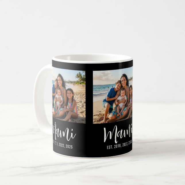 Mami Etablerad Skrift Svart 3 Foto Kaffemugg (Framsida vänster)