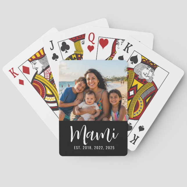 Mami Etablerad Skript Svart Foto  Casinokort (Baksidan)
