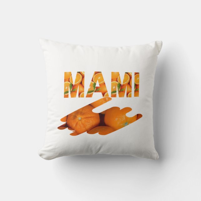 MAMI Orange Typography Art Kudde (Framsida)