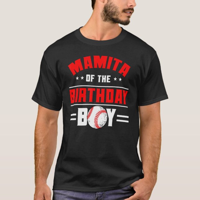 Mamita från Birthday Boy Baseball Theme-familjen B T Shirt (Framsida)
