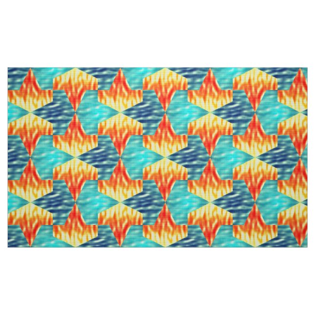 Mamluks Djinns Fire och Vatten Mönster Tyg (Fat Quarter)