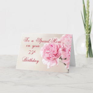 Mamma75:efödelsedag, rosa nejlikor kort