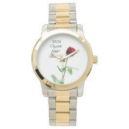 Mamma 100:e födelsedag Röd ros Flower Personlig Armbandsur