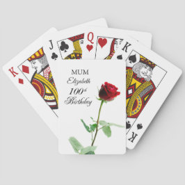 Mamma 100:e födelsedag Röd ros Flower Personlig Casinokort