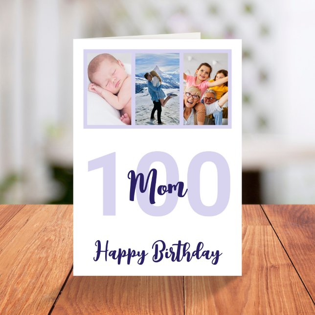 Mamma 100:e födelsedagsfotokollage för Lila Kort (Skapare uppladdad)