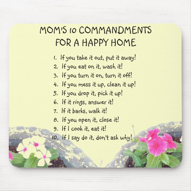 Mamma 10 Commandments Mouse Pad Musmatta (Framsidan)