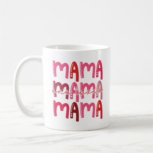 Mamma 1 Kärlek Cute repeterad röd Ord för tråd Kaffemugg (Vänster)