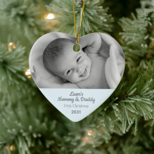 Mamma 1st jul Son Personlig Photo Heart Julgransprydnad Keramik