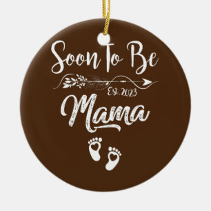 Mamma 2023 Gravid Meddelande snart till Mamma Julgransprydnad Keramik