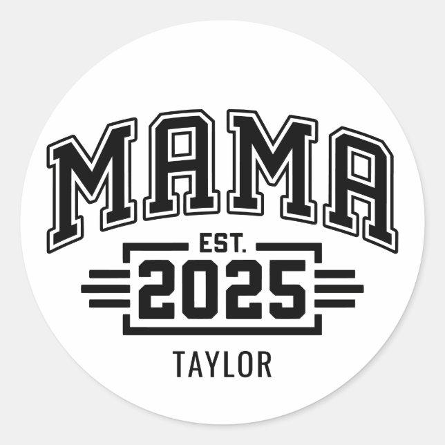 Mamma 2025 runt klistermärke (Framsida)