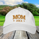 MAMMA 20XX broderade basebollsockeln guld / vit ha Broderad Keps<br><div class="desc">Hattbroderade: Klassiskt golden/vit mode basebollhatt med texten "MAMMA" och anpassningsbar 20XX för färskt mammor,  mors dag,  barnfödelsedag/familjehattar</div>