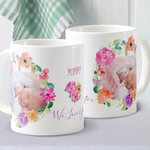 Mamma 2 Foto vid vattenfärgsutandning i Blommigte Kaffemugg