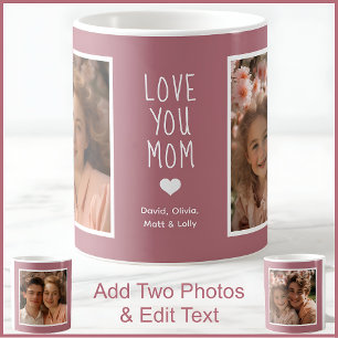 Mamma 2 Foton och textmodern Rosa C107 Anpassnings Kaffemugg
