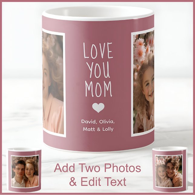 Mamma 2 Foton och textmodern Rosa C107 Anpassnings Kaffemugg (Skapare uppladdad)