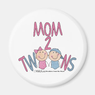 Mamma 2 Twillingar Boy and Girl Magnet