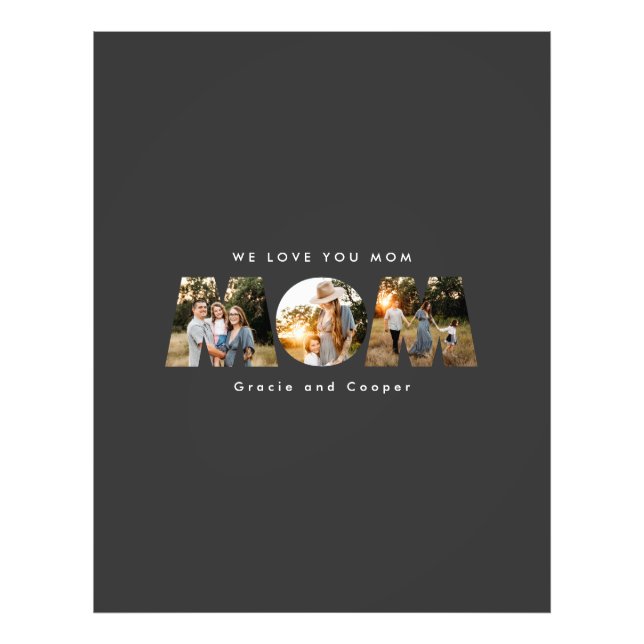 Mamma 3 fotomodern elegant svart vit mors dag fototryck (Framsidan)