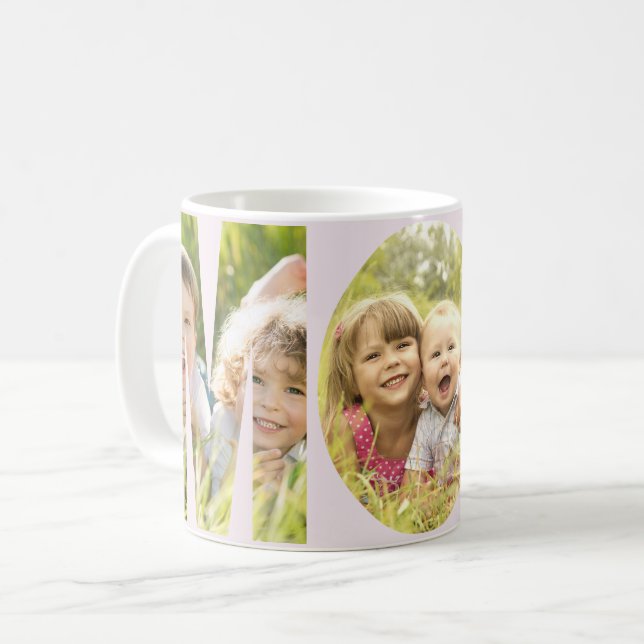 MAMMA 3 Fotoutskärning av Brev Rosa eller Färg Kaffemugg (Framsida vänster)