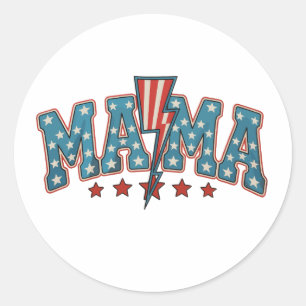 Mamma 4 juli Patriotisk mamma Blixt Runt Klistermärke