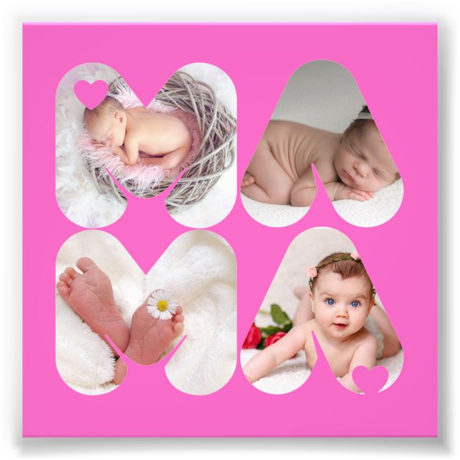 MAMMA 4 x fotofärggåva för Mor, Mamma ROSA Fototryck (Framsidan)