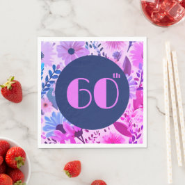 Mamma 60:e födelsedag Rosa, blått och Lila Blommig Pappersservett