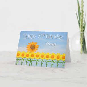 Mamma, 75:e, födelsedagen, solblommor kort