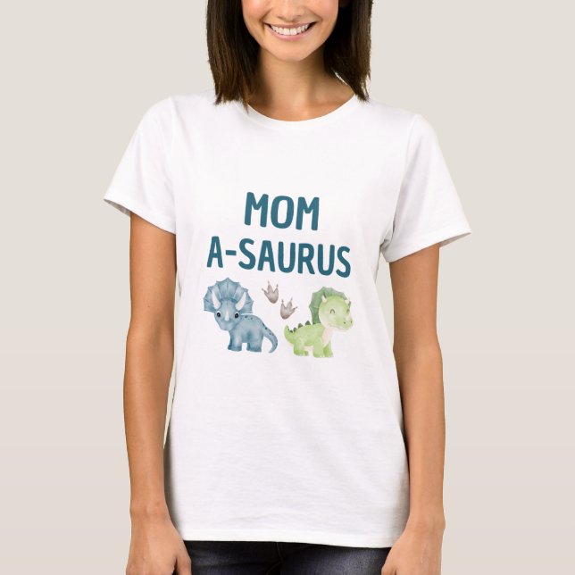 Mamma-A-Saurus T-shirt baby 1 födelsedag (Framsida)