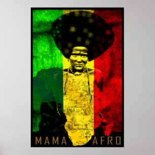 Mamma Afro Afrika Karta Reggae Art Skriv ut Poster