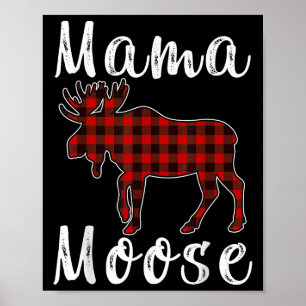 Mamma Älg Familj Jul Pyjamas Röd&Svart Poster