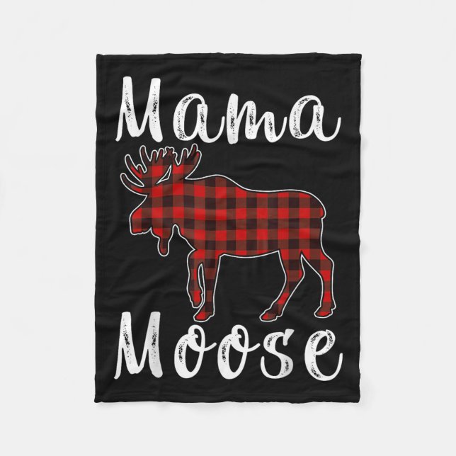 Mamma Älg Familj Jul Pyjamas Röd& Svart Fleecefilt (Framsidan)