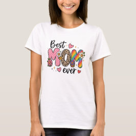 Mamma Alltid Blommig Leopard Regnbågsdesign T Shirt