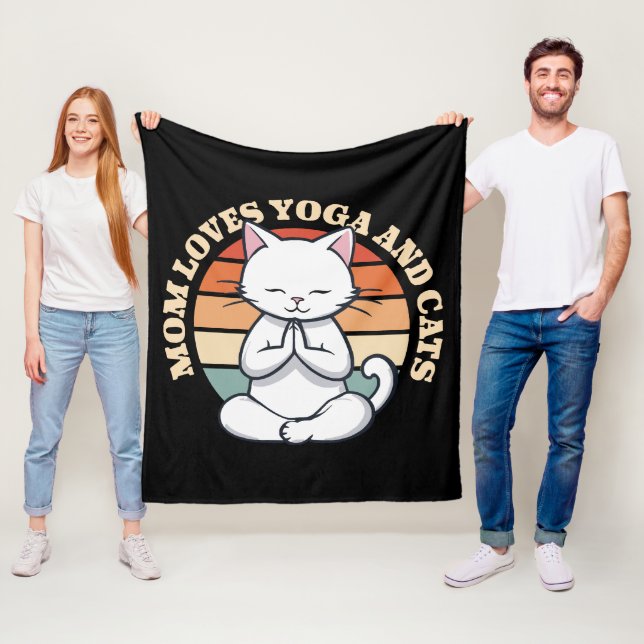 Mamma älskar katter och yoga fleecefilt (På plats)