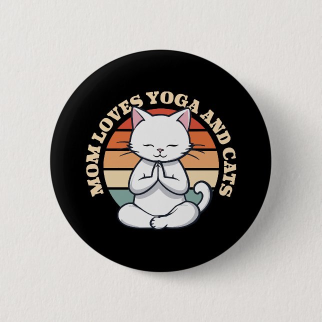  Mamma älskar katter och yoga Knapp (Framsida)
