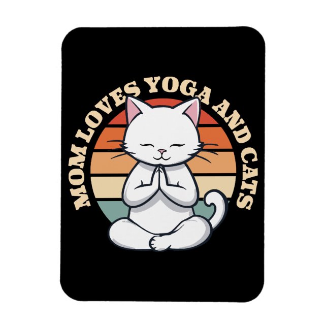  Mamma älskar katter och yoga Magnet (Vertikal)