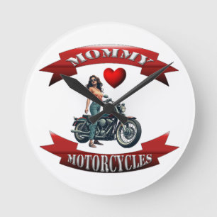 Mamma älskar motorcyklar rund klocka