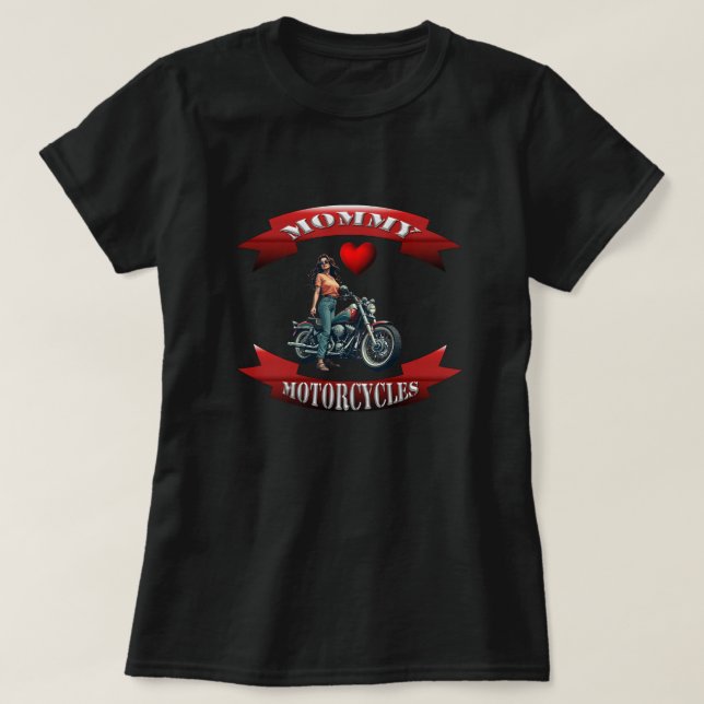 Mamma älskar motorcyklar t shirt (Design framsida)