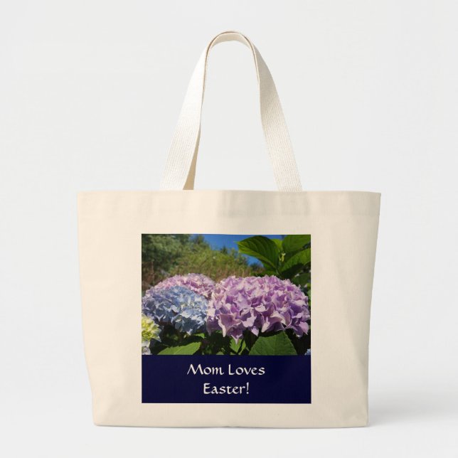 Mamma älskar påsk! Totebag Hydrangea Blommor Jumbo Tygkasse (Framsidan)