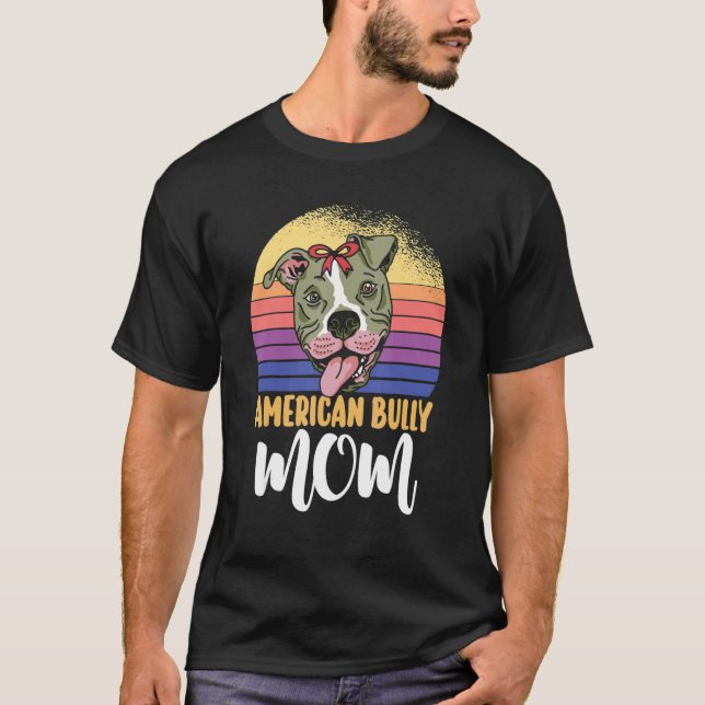 Mamma American Bully Mamma Messy Bun Mors dag T Shirt (Framsida)