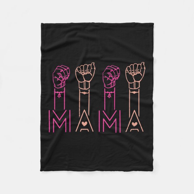 Mamma American Sign Language Döv Awareness Support Fleecefilt (Framsidan)