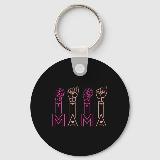 Mamma American Sign Language Döv Awareness Support Nyckelring (Framsida)