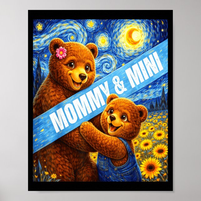 Mamma &amp; minisötis björn matchande mors dag poster (Framsidan)