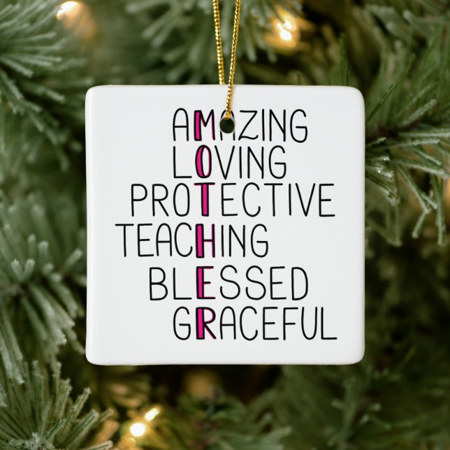 Mamma Anagram Fantastisk Loving Protective Mor Julgransprydnad Keramik (Träd)