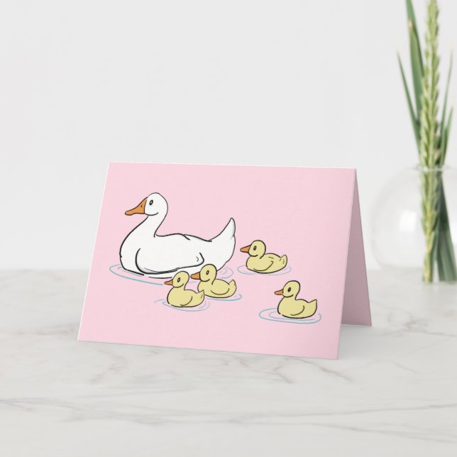 Mamma Anka & Baby Rosa Blank Card Tack Kort (Framsida)