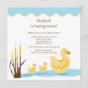 Mamma Anka & Bebis Anka Tvillingar Baby Shower Inbjudningar