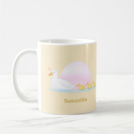 Mamma Anka Simmar Med Sin Familj Kaffemugg