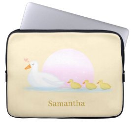 Mamma Anka Simmar Med Sin Familj Laptop Fodral