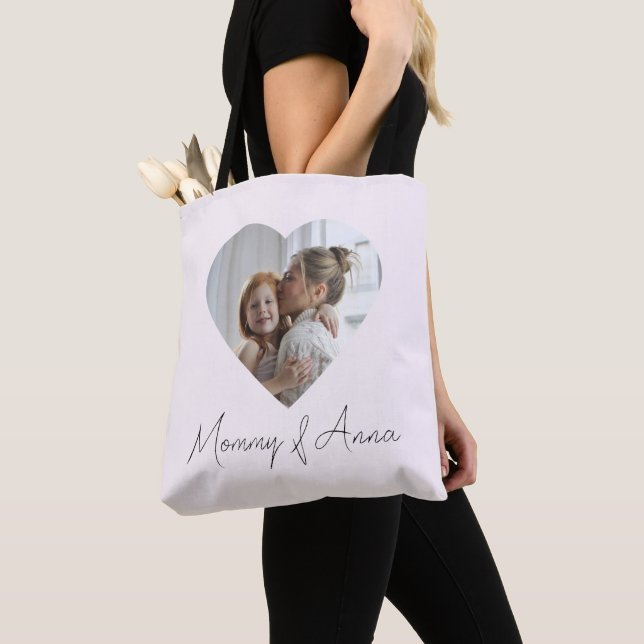 Mamma Anpassat Namn & Foto | Personlig Toteväska Tygkasse (Närbild)