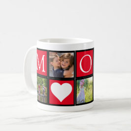 Mamma Anpassningsbar 5 Foton Hearts Red Coffee Mug Kaffemugg